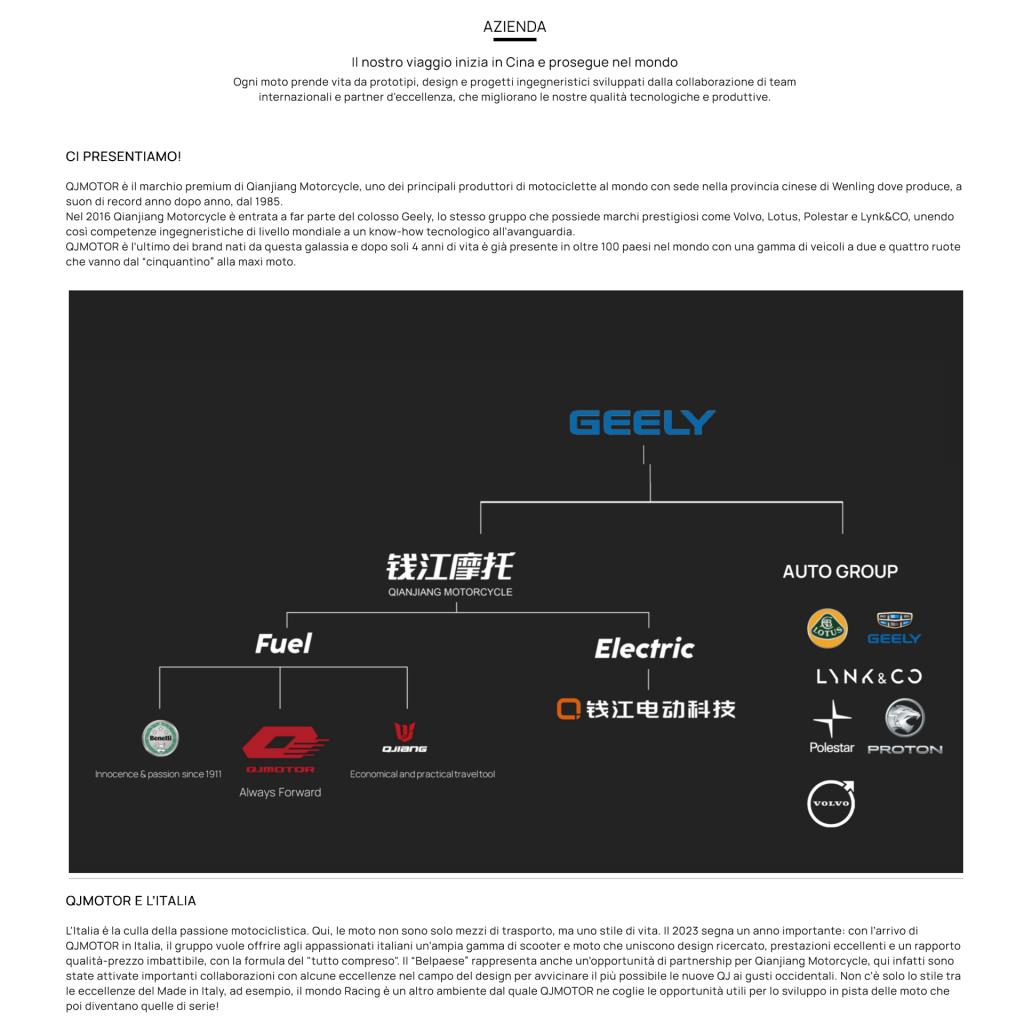 Siamo in linea con il nuovo sito web qjmotoritaly